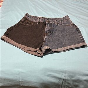 Source Unknown Black and Blue Jean Shorts